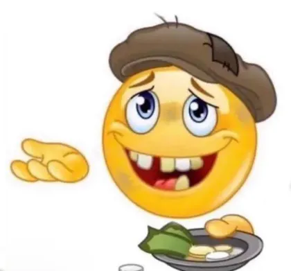Carinha sorridente pedindo uma contribuição